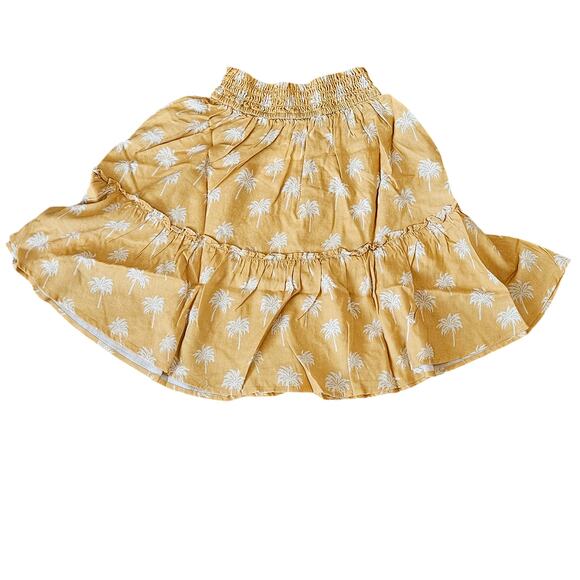 Marine Layer Sofie Smocked Mini Skirt Gold Palm Women's Medium Boho Summer - Picture 3 of 7
